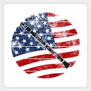 Clarinet USA Flag Clarinetist Woodwind Musician 4th July Magnet